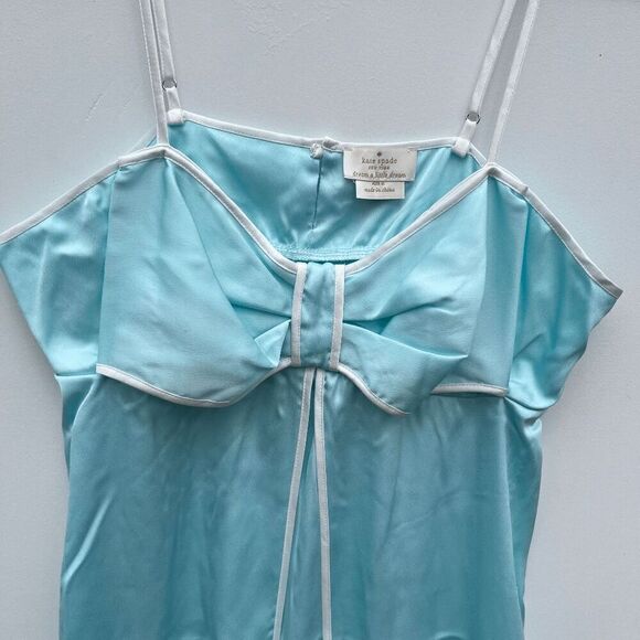 Kate Spade New York Big Bow Charmeuse Chemise Light blue/Teal - Med - Picture 2 of 8